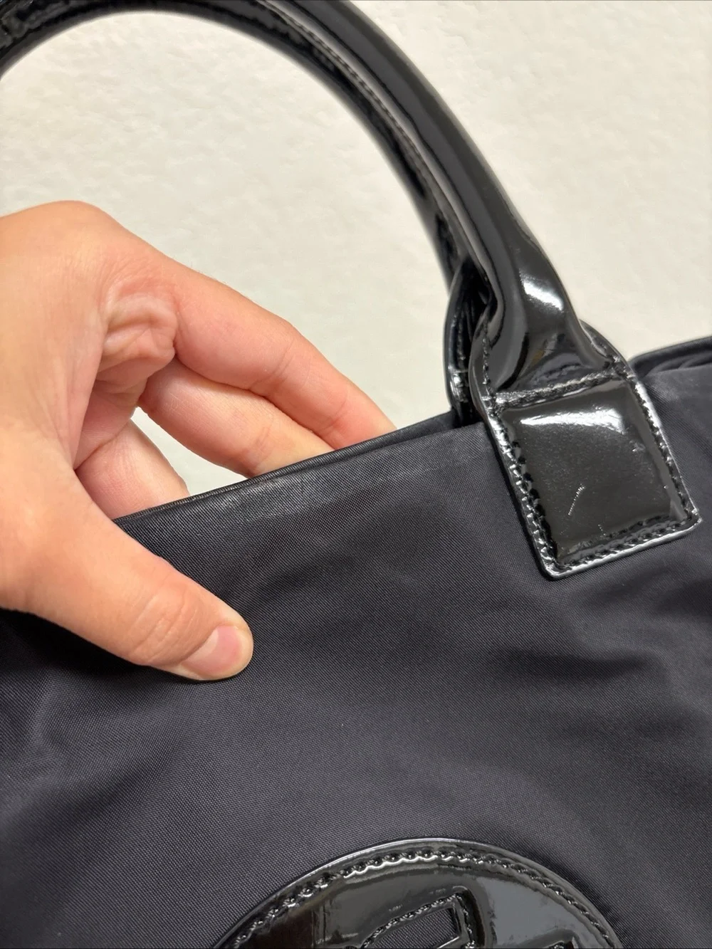 Tory Burch Black Nylon Tote Bag 13x5x9.5 Inches